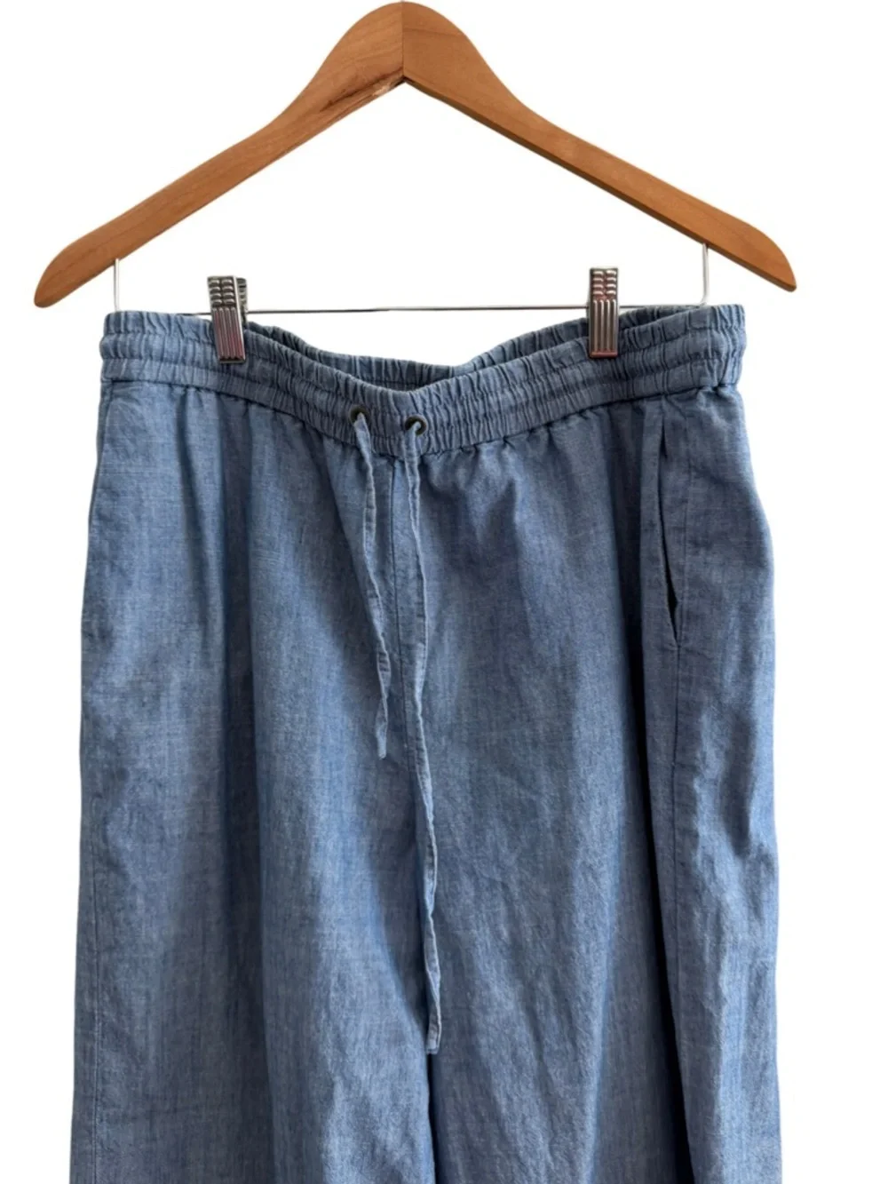 J CREW Chambray Slim Wide-Leg Drawstring Pant Size 12